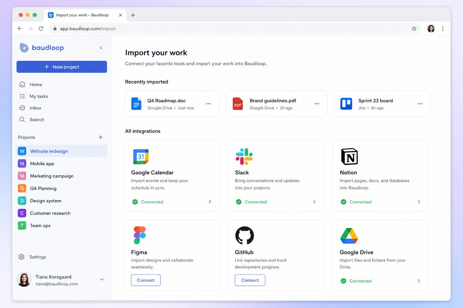Import Work baudloop - AI-Powered Work OS for Teams